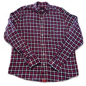 UNTUCKit Men’s XL Shirt 100% Linen Plaid Button Down Red Blue Long Sleeve